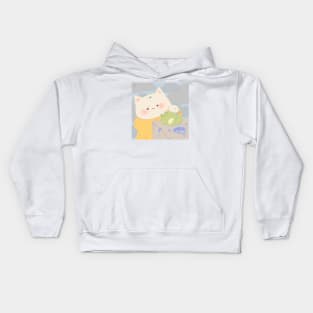 Raincoat Cat and Frog Kids Hoodie